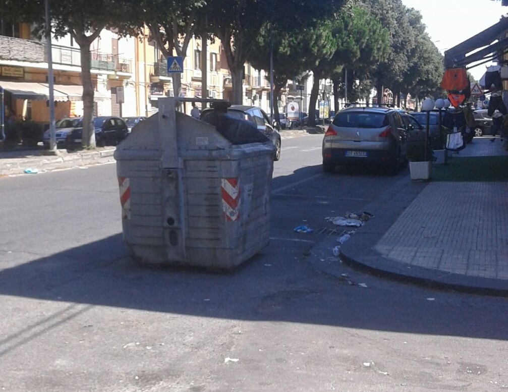 Via La Farina, quel cassonetto d'intralcio sotto gli occhi di tutti