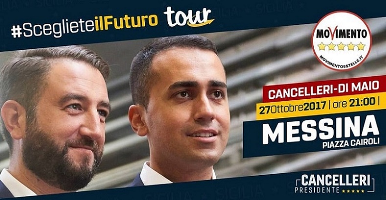 Regionali, domani sera Pentastellati invaderanno Piazza Cairoli. Presenti Di Maio e Cancelleri