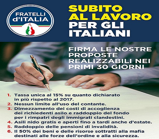 Raccolta firme per il Def, FdI invita a partecipare il 18 marzo alle scelte economiche Governo