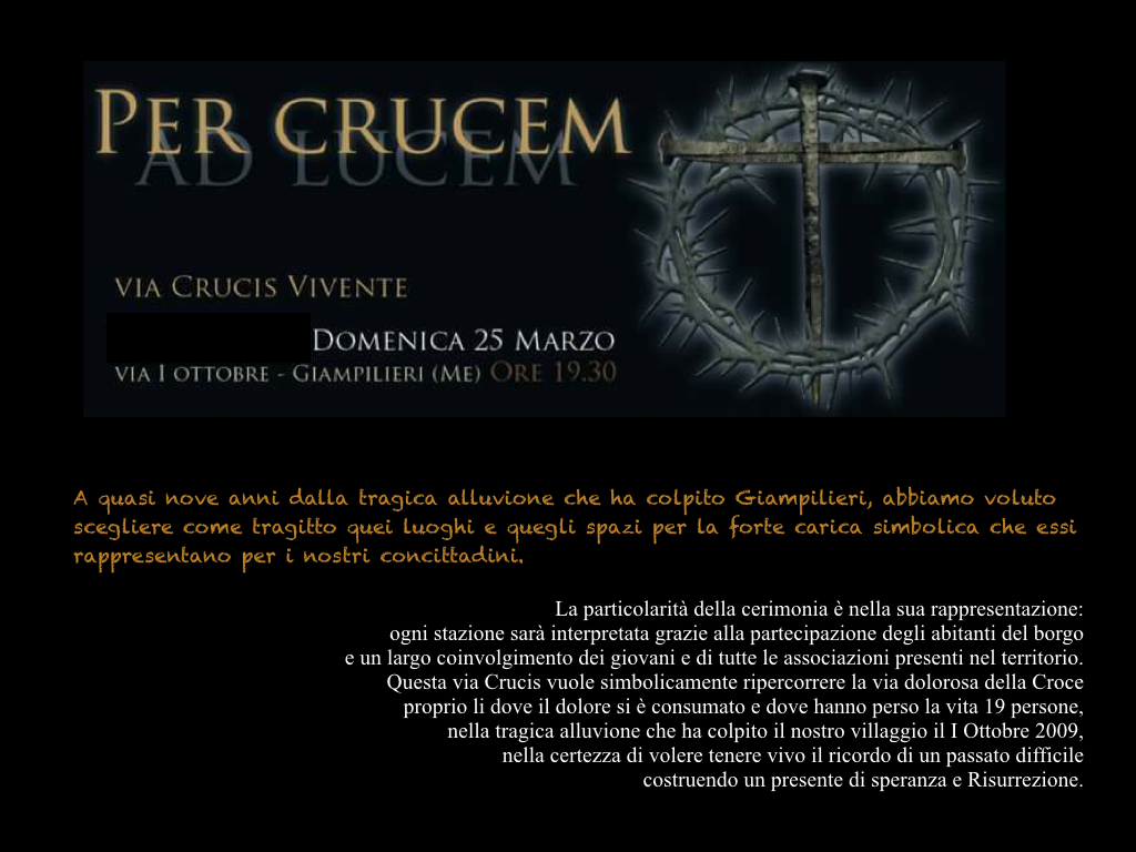 Giampilieri non dimentica: stasera la Via Crucis nei luoghi dell'alluvione
