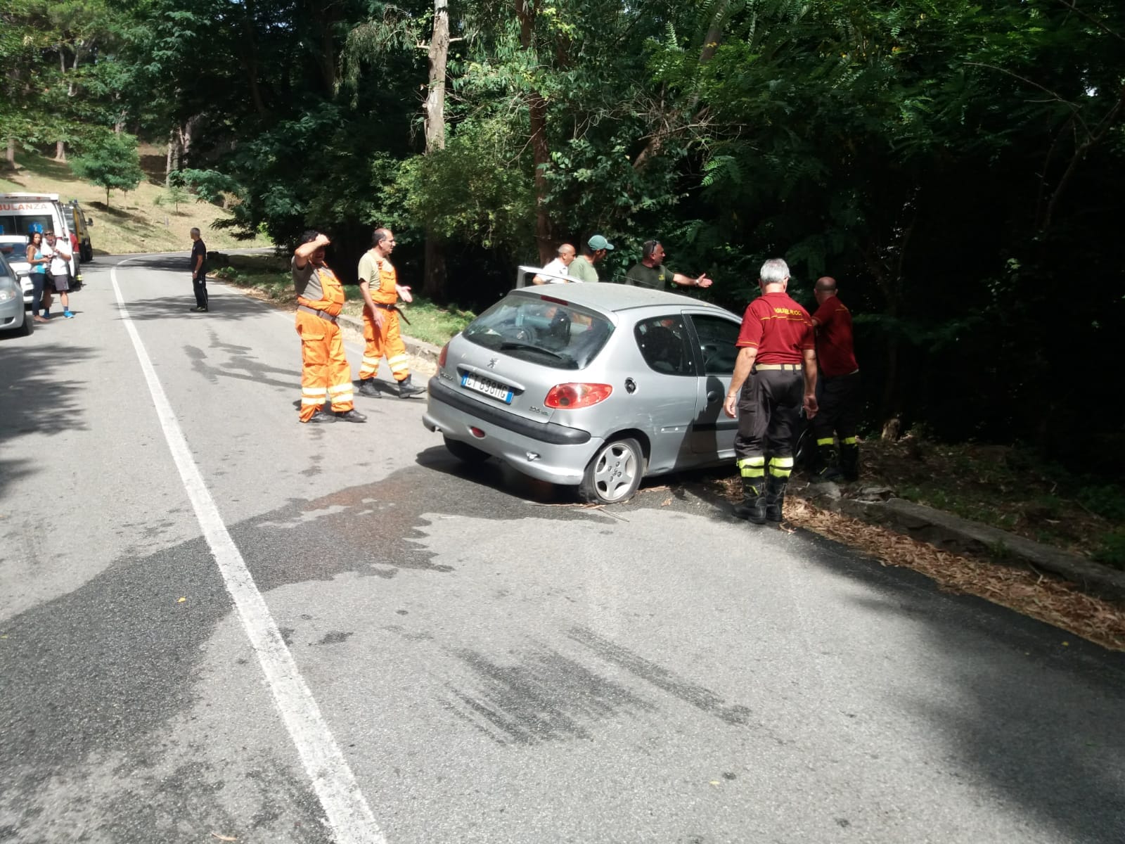 Auto in una scarpata ai colli S. Rizzo, salvo per un pelo anziano