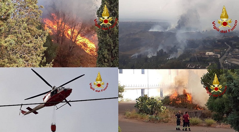 Iniziato il terrore incendi estivi, le fiamme si sono propagate in zona del catanese. Sul posto spiegamento di forze