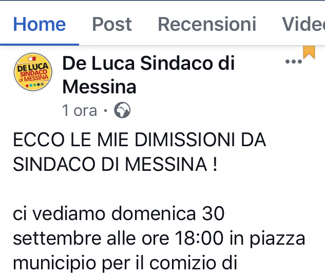 De Luca mette in rete la lettera di dimissioni… Senza protocollo