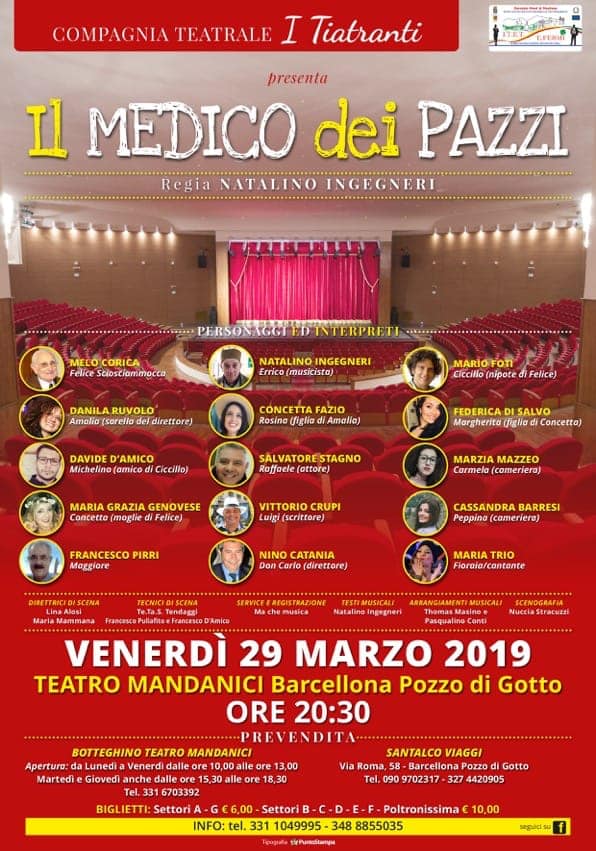 I Tiatranti tornano in scena al Teatro Mandanici con lo spettacolo dal titolo Il medico dei pazzi