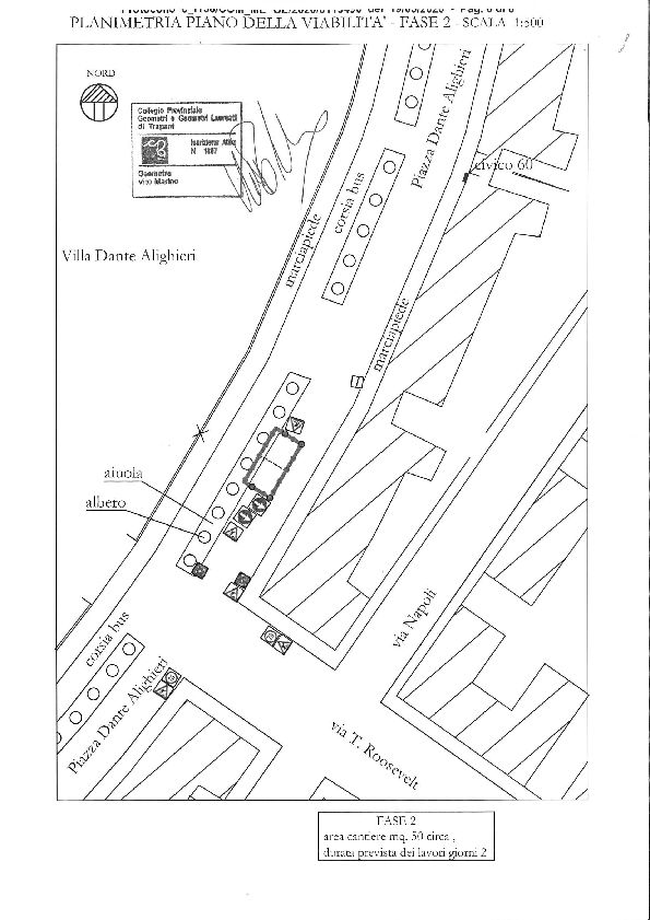 Piazza Dante, limitazioni viarie per lavori di scavo