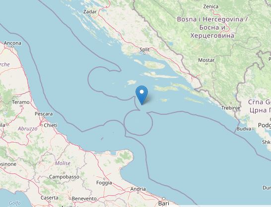 Scossa di magnitudo 5,6 nel mare Adriatico