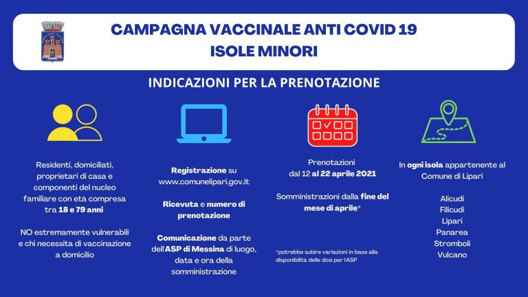 Isole Eolie, scatta la campagna vaccinale contro il Covid 19