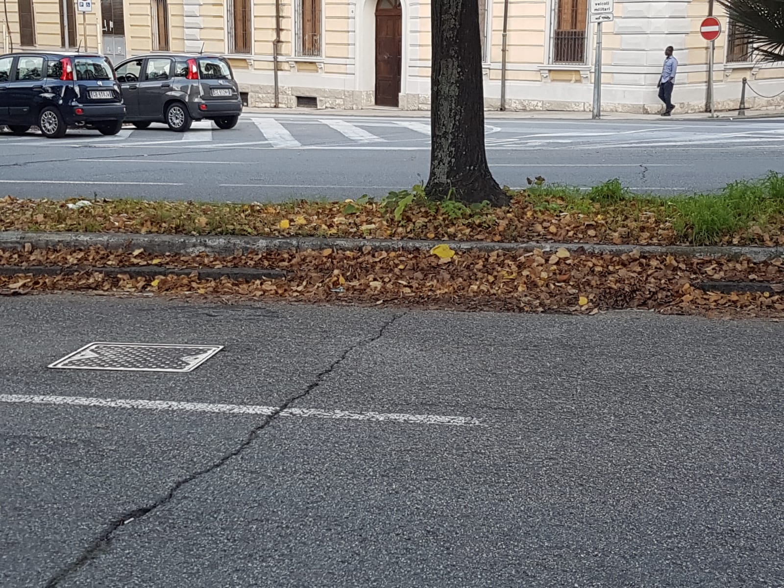 Via Garibaldi invasa dalle foglie: così si corre il rischio di allagamenti