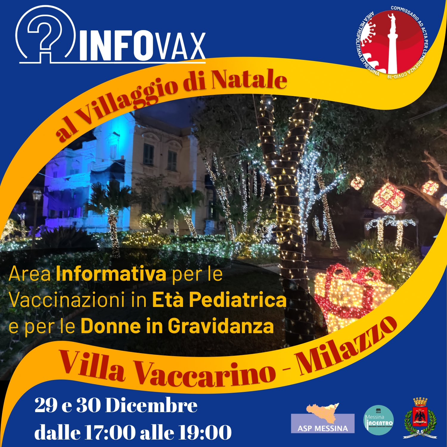 Milazzo, dal 29 al 30 area informativa per vaccinazioni per bimbi e donne incinte