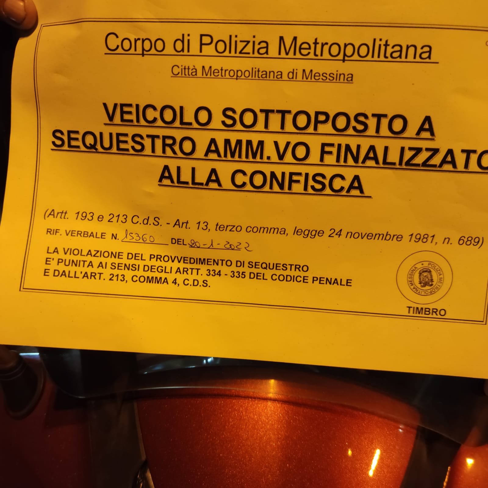 Fondo Fucile, sequestrato motociclo usato durante i disordini di Capodanno