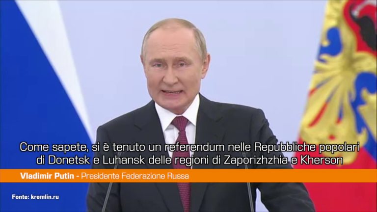 La Russia annette 4 regioni ucraine, Putin “È la volontà del popolo”