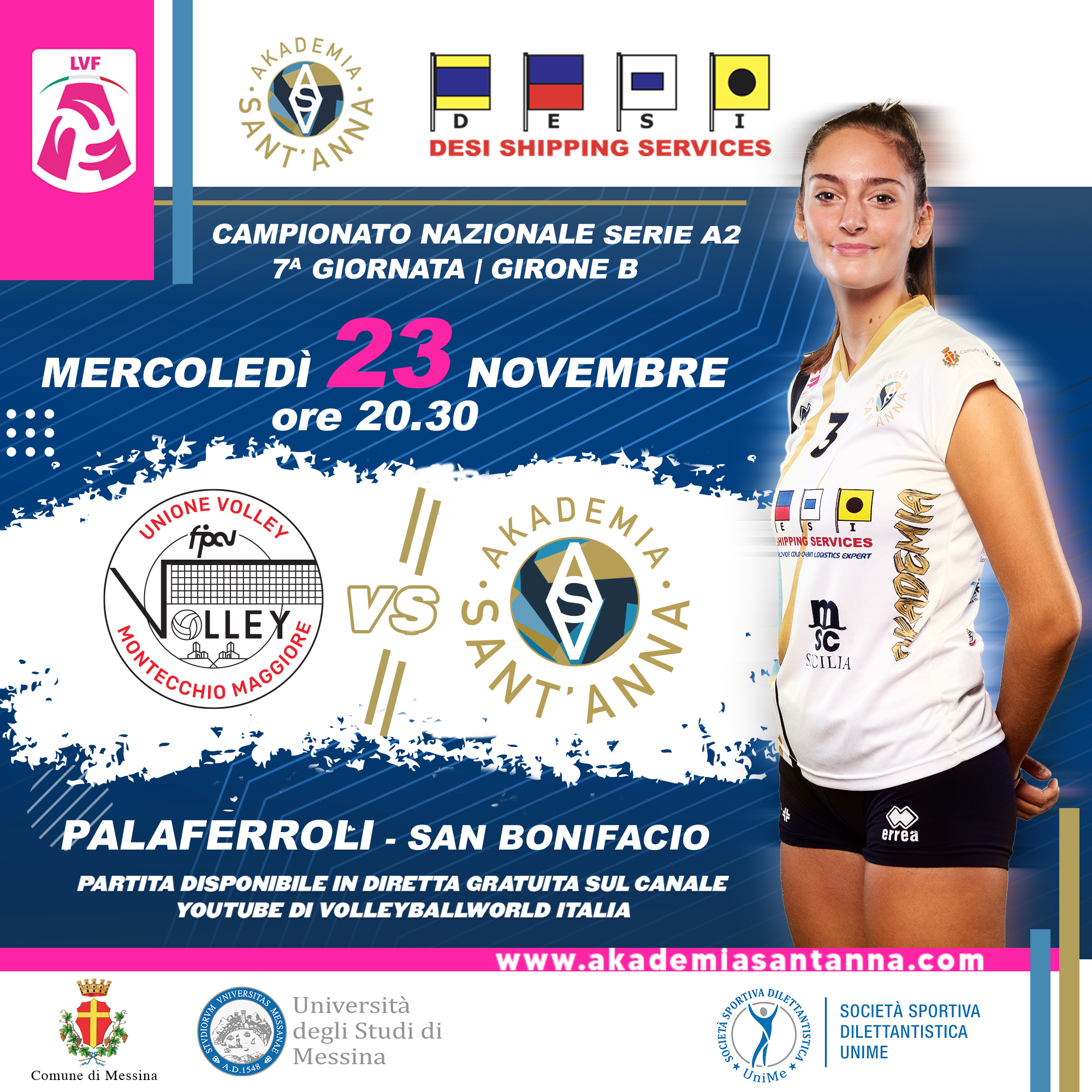 Per la Desi Shipping Akademia Messina secondo impegno ravvicinato. Mercoledi è match in casa della big Montecchio