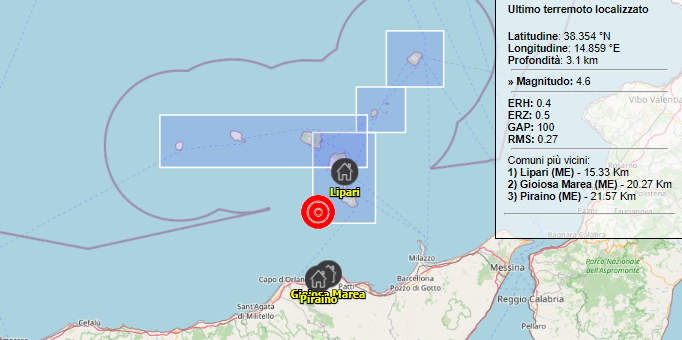 Terremoto di 4.6 alle Eolie, scossa causa frana a Lipari