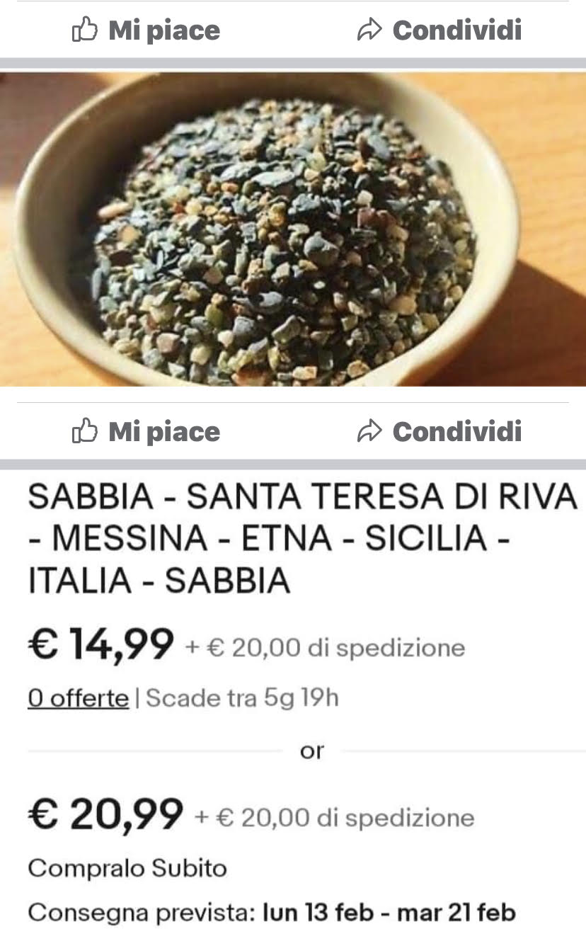 Incredibile, vendono la sabbia di S. Teresa su E-bay