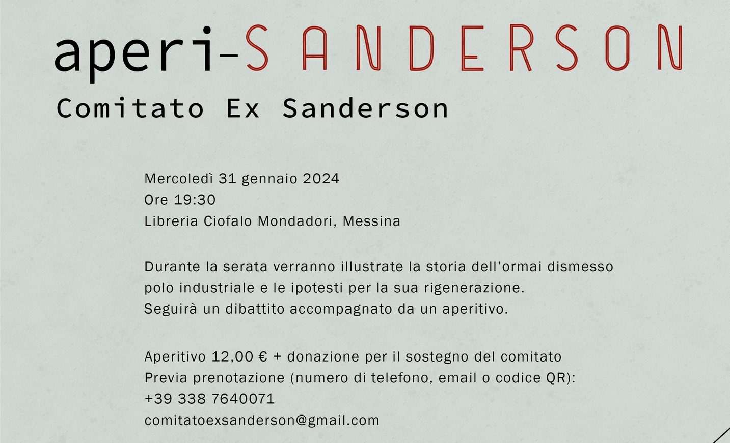 Il Comitato Ex Sanderson lancia l’aperi-Sanderson