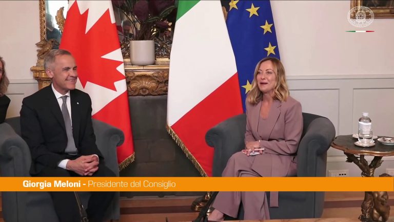 Meloni incontra Carney “Sull’Ucraina condividiamo sforzi per la pace”