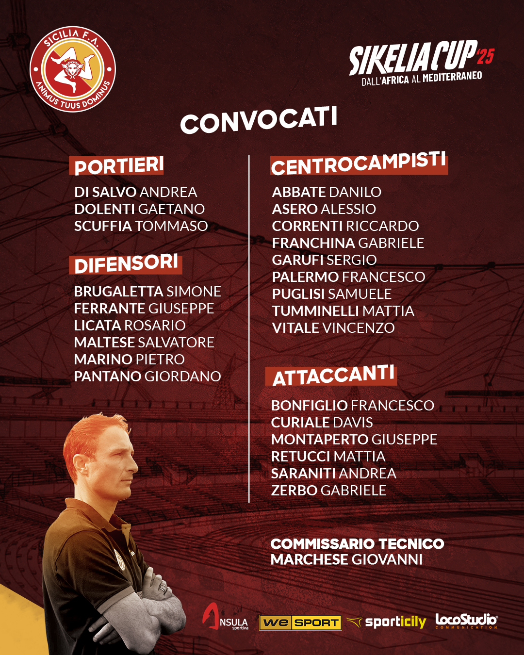 Sikelia Cup, i convocati di Sicilia FA