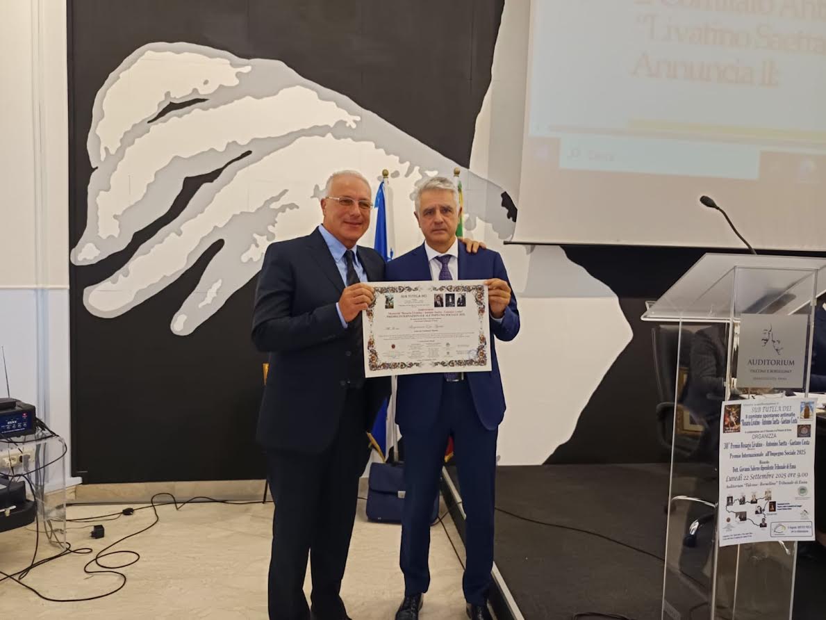 Il luogotenente dei Cc Agresta premiato per l’impegno civile al Tribunale di Enna