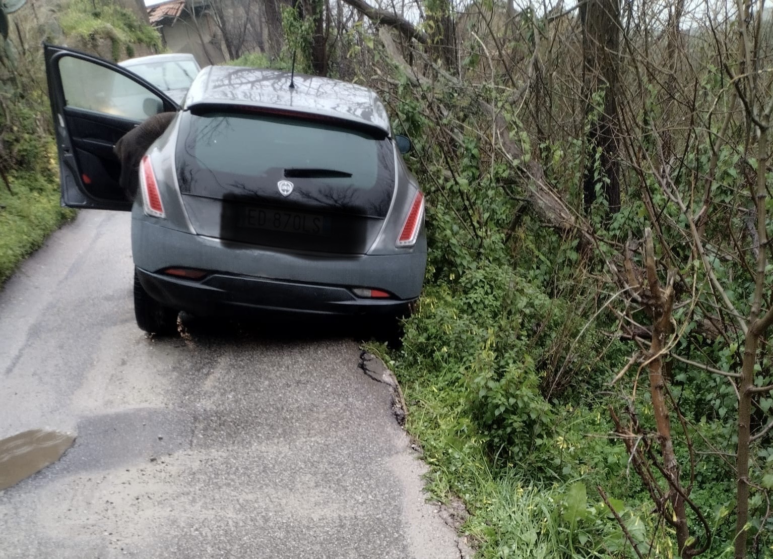 Masse, disgrazia sfiorata, macchina in bilico sulla Provinciale