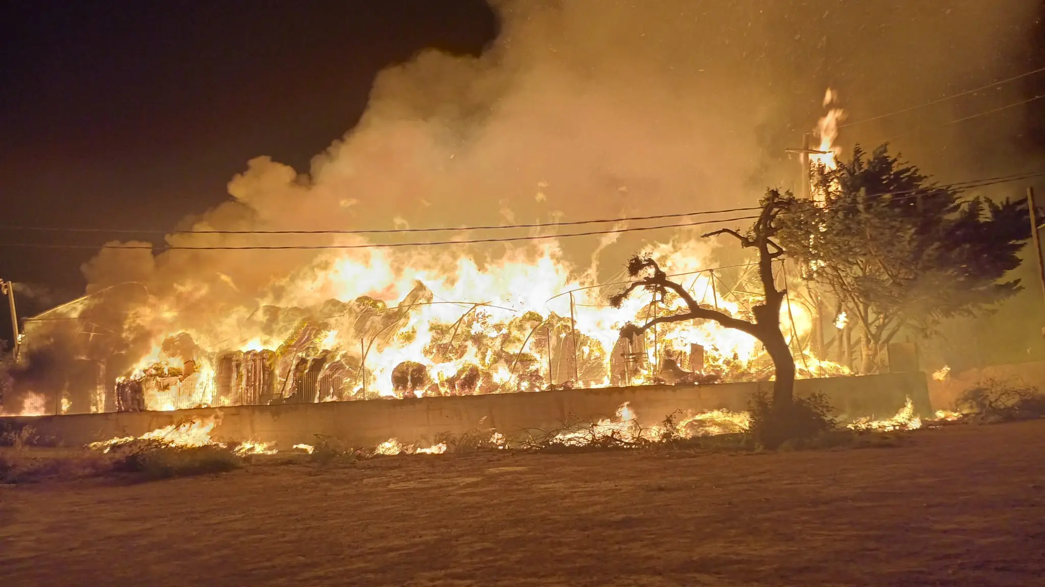 Incendio nella notte nel Ragusano, in fiamme i locali di un’azienda sulla Santa Croce Camerina-Comiso