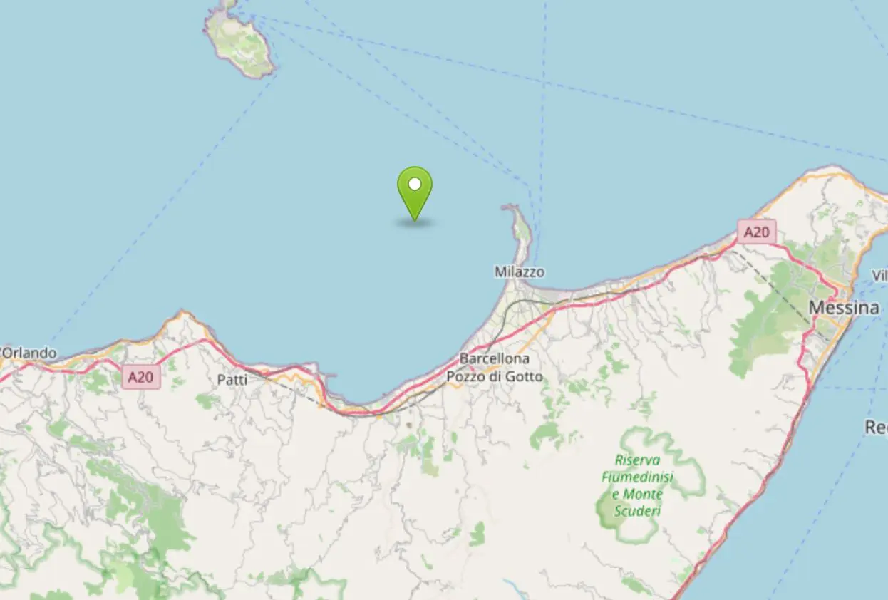 Terremoto di magnitudo 3.2 al largo della Costa Messinese