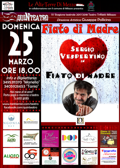 Quinteatro presenta Fiato di madre, con Sergio Vespertino