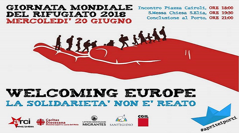 Oggi Giornata Mondiale del Rifugiato. Pure a Messina "La solidarietà non è reato". Gli appuntamenti