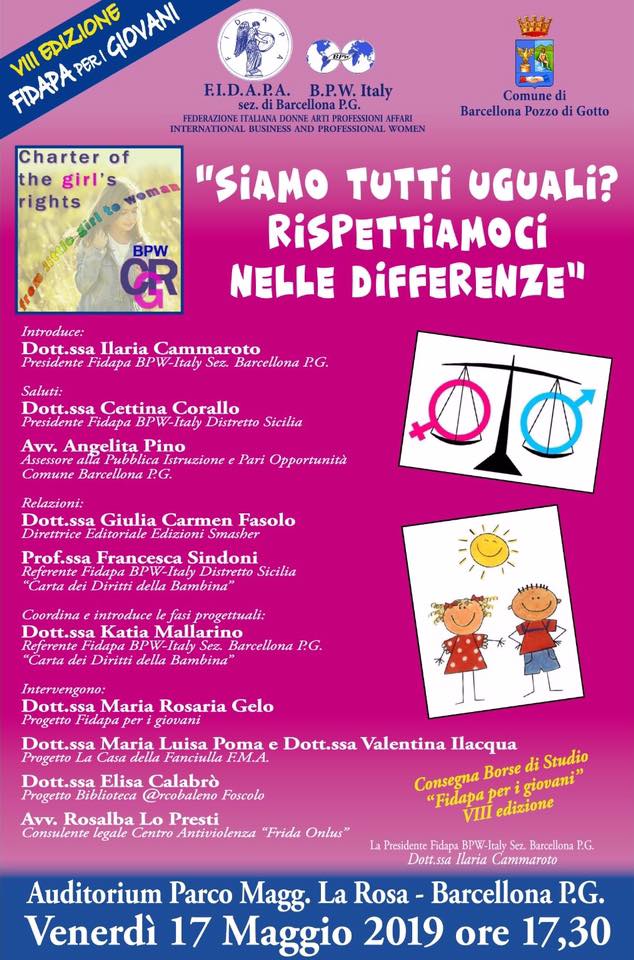 Fidapa presenta l'evento Siamo tutti uguali? Rispettiamoci nelle differenze