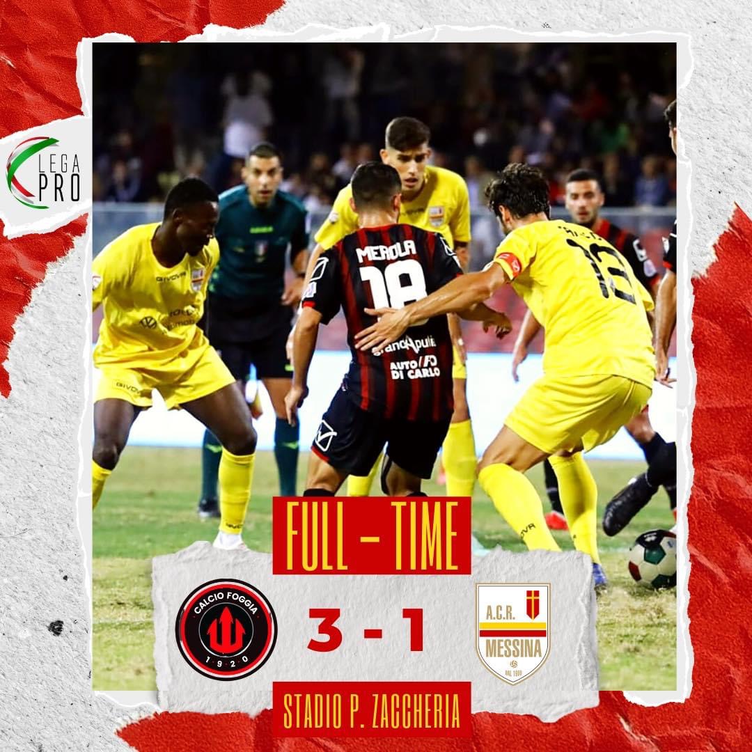 Calcio, Messina: tracollo a Foggia