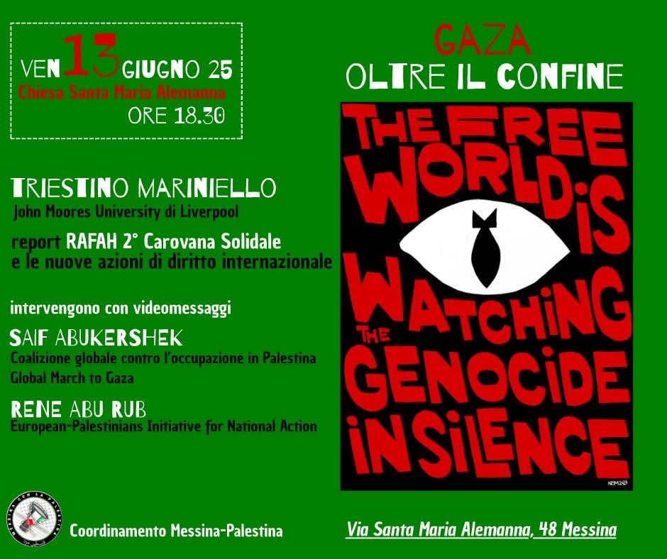A Messina un incontro con il giurista Mariniello sulla situazione a Gaza e Rafah